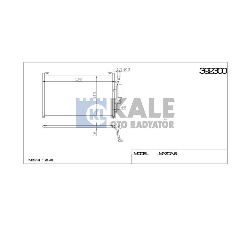 RADYATÖR KLİMA MAZDA 2 07=> 615x349x16