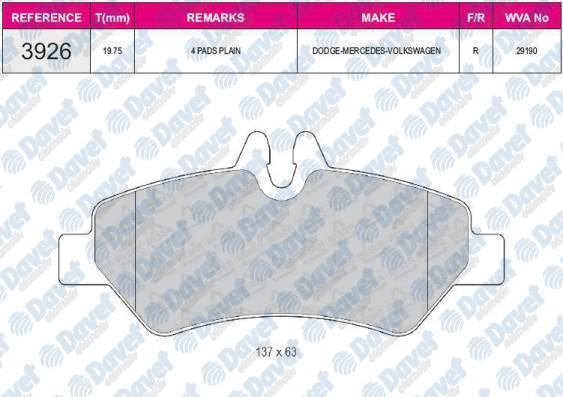 FREN BALATASI ARKA SPRINTER 906 06> CRAFTER 06>16