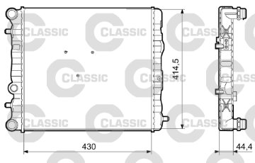 (x) RADYATÖR (CLASSIC) FABIA 1.0-1.4 (99-03) (AC-) (MEK.-ABS'SİZ) (414.5x430x23)