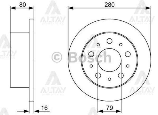 FREN DİSKİ DUCATO III 06-14 / BOXER III 06-14 / JUMPER III 06-14 ARKA DÜZ 16 JANT 280-5 (YÜKSEKLİK 80mm)