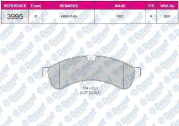 FREN BALATASI ARKA FISSIZ AKSESUARSIZ WVA 29231 OTOKAR-MAGIRUS-IVECO DAILY III-IV-V-VI-EURO CARGO I-III WVA 29231