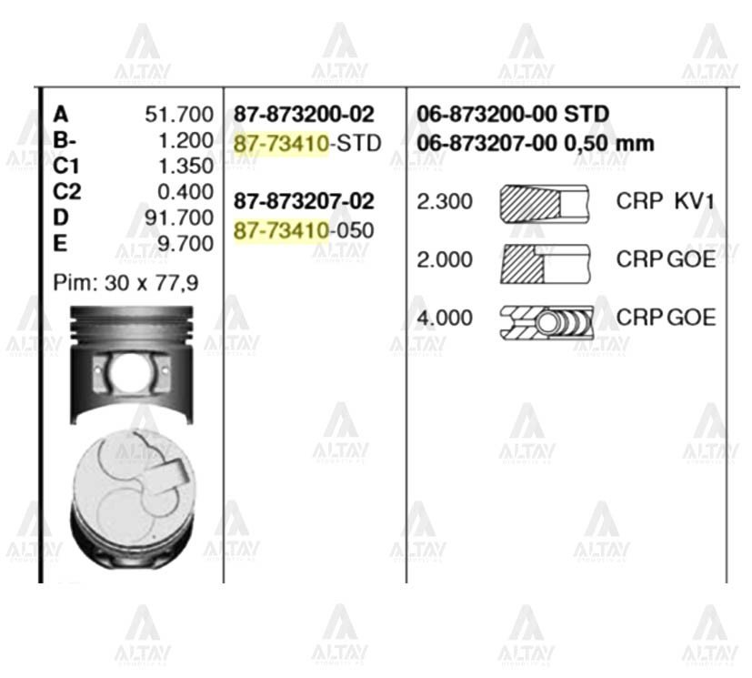 SEGMAN CANTER 511 / 711 / PAJERO 4M40 050