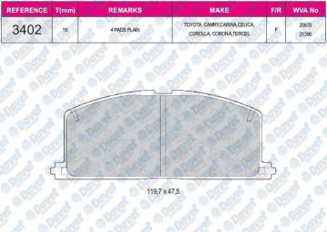 FREN BALATASI ON WVA 20870  TOYOTA COROLLA CORONA CARINA CAMRY 1.3 1.6 87-92