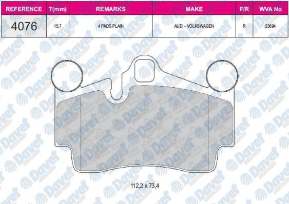 ARKA FREN BALATASI 18INC CAYENNE 3.2 10 / 03> TOUAREG 3.2 V6 5.0 V10 TDI 10 / 02>