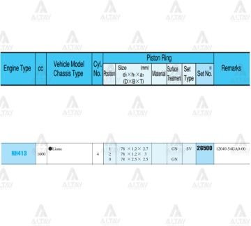 SEGMAN SWIFT 02-07 1.3 - 1.5 / VITARA 1.6L JB416 3 KAPI / 78.00mm / M16A / STD TAKIM