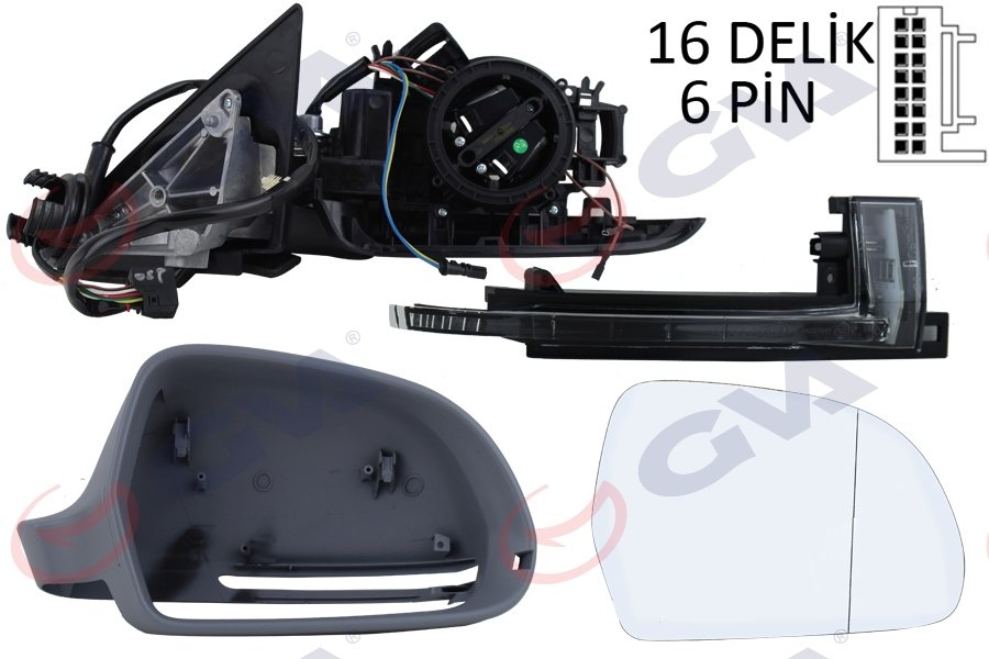 DIŞ DİKİZ AYNASI SAĞ A4 08> ELEKTRİKLİ+ISITMALI+ASTARLI+KONVEKS 6 FİŞ VM-018EHPR