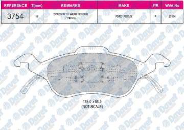 ON FREN BALATASI FOCUS 1.6 16V / 1.8 16V / 1.8TDCI / 2.016V 98>04