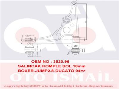 ALT SALINCAK ROTİLSİZ SOL JUMPER- DUCATO- BOXER 1800 kg. (94-02) (490/415/75mm)