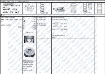MOTOR PISTON+SEGMAN (STD) INSIGNIA A ASTRA J ASTRA K MOKKA MERIVA B ZAFIRA C B16DTH