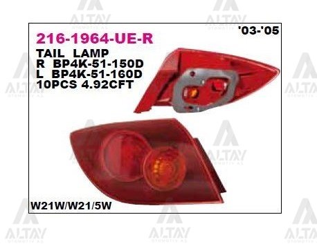 STOP LAMBASI MAZDA-3 03-05 HB. KIRMIZI DIŞ SOL