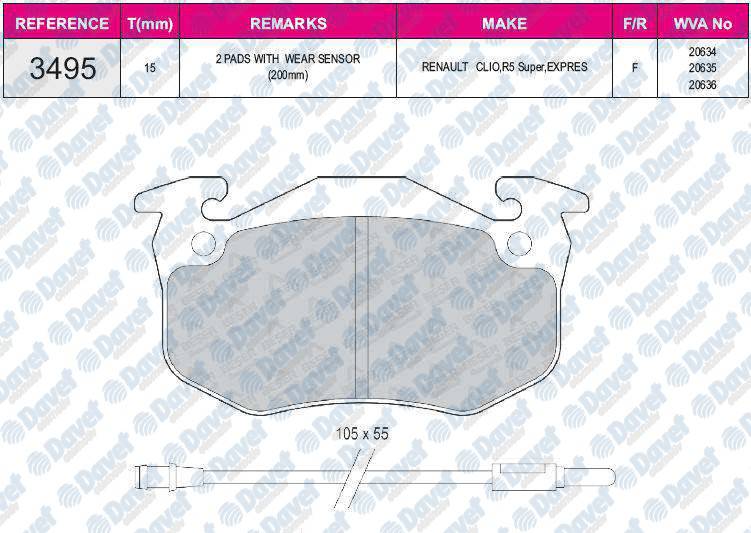 Fren Balatası On 15 Mm Wva 20634 Renault Clıo 90 -