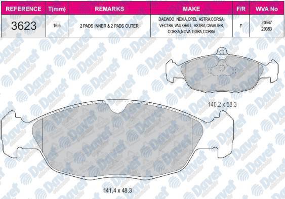 ON FREN BALATASI VECTRA A ASTRA F CORSA A B COMBO B