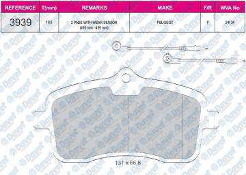 FREN BALATASI ON WVA 24134 PEUGEOT P407 1.6HDI 110 FAP 05/04=> 131.4X66.8X19.5 MM