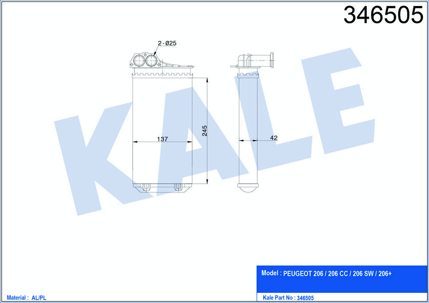 KALORIFER RADYATORU P206+ (T3E) PLUS 1,4HDI EURO5
