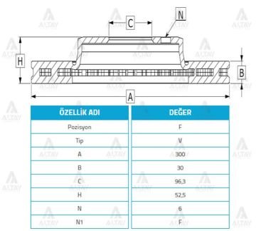 FREN DİSKİ H-1 08-14 MİNİBÜS / ÖN HAVALI 300-6