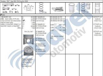 Motor Segmanı Fıorıno Doblo Palıo Albea Punto 1,3 Multıjet 16V 1,3Jtd 16V 70Hp Lınea Punto Doblo 1,3Jtd 90Hp Astra Corsa 1,3Cdtı 16V 70Hp Suzukı Ignes Swıft Wagon R+Z13Dt (1,3Ddıs 16V) / (70,00Mm) / (0,40 Farklı) Olcu: (2×1,5×2)