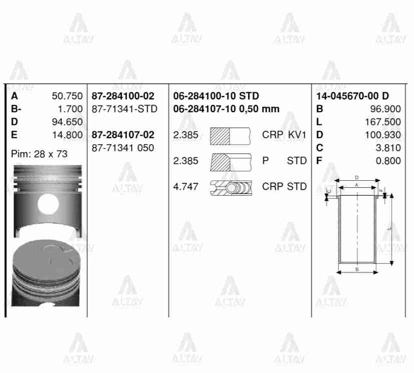 PİSTON SEGMANLI CERES 2.2 STD