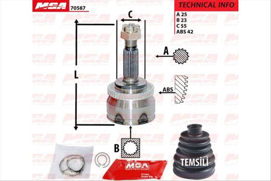 AKS KAFA DIS (ABSLI)-(NISSAN: ALMERA 00>10 '' 1.5 DCI DIZEL-1.8 BENZINLI '' ) (25×23×55xABS-42)