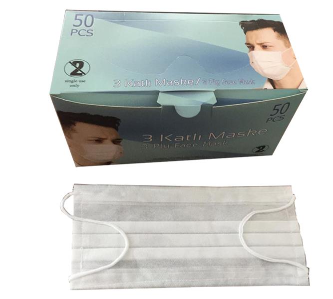 3 KATLI MEDİKAL LASTİKLİ TELLİ YÜZ MASKESİ (BEYAZ) (MELTBLOWN) (HIRDAVAT)