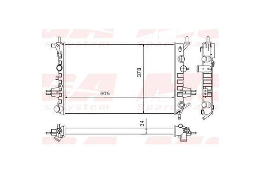SU RADYATORU MEKANİK ( OPEL : ASTRA G 1.6 98-- ) 605×378×34
