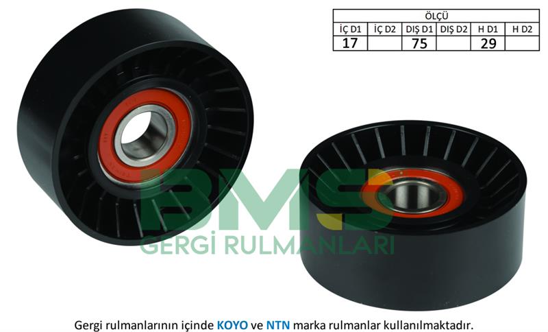 ALTERNATÖR GERGİ RULMANI CRAFTER 2.5 TDI 06=> (BJK-BJM) (KANALSIZ 75mm)
