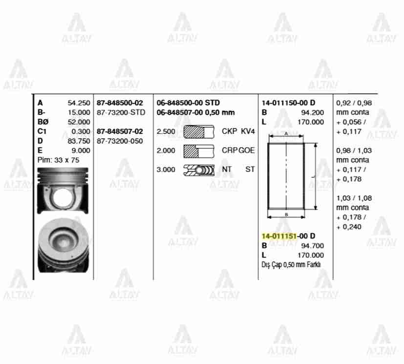 SEGMAN STAREX 02-08 / SORENTO 03-09 2.5CRDI 140HP 050