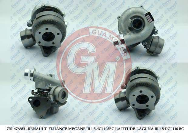 TURBO SARJ NISSAN QASHQAI J10 1,5 DCI 2007 2013 MEGANE II III LAGUNA III FLUENCE 105 HP