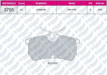 FREN BALATASI ARKA WVA 23353 FORD FIESTA 2012-> FIESTA V 05-08 FIESTA VI 2009-> FOCUS 98-05 DAW DBW DFW DNW