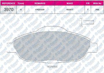 FREN BALATASI ON WVA 24660 PEUGEOT P308 1.4 1.6 1.6HDI 07->