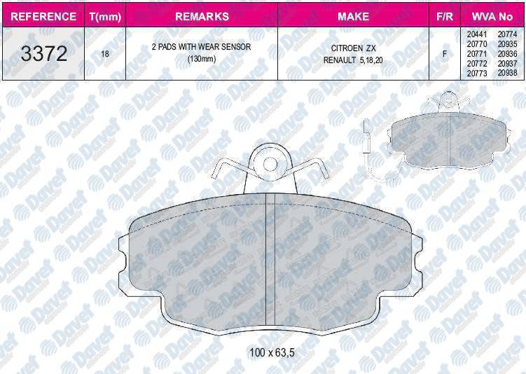 FREN BALATASI ON WVA 20772 RENAULT R9 R11EM