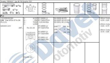 Motor Pıston Segman R19 Expres Kangoo Dızel Cukurlu 1,9D F8Q (80,00 Cap)