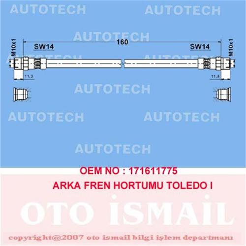 ARKA FREN HORTUMU R-L GOLF I (76-92)-GOLF II (83-92)-JETTA I-II-TRANSPORTER IV (95-03) (L=185MM)