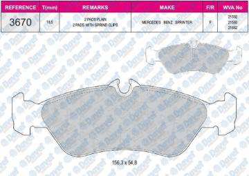FREN BALATASI ARKA WVA 21593  VW LT35 II  MB SPRINTER 1996->