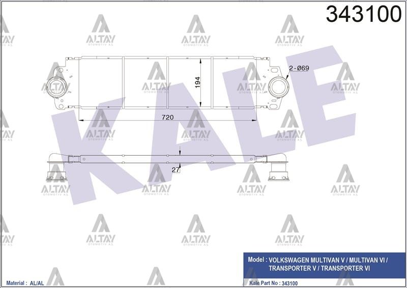 TURBO RADYATÖRÜ (INTERCOOLER) TRANSPORTER T5-T6 04-15 AXB-AXD-AXE-CAAA-CAAB-CAAC 1.9 TDI-2.5 TDI-2.0 TDI BRAZINGrn