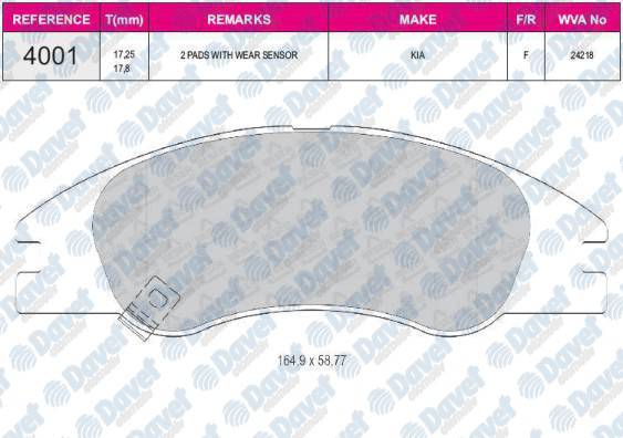 FREN BALATASI ON WVA 24218  KIA CERATO II 1.6 1.8 16V 2.0 2.0CRDI  04->