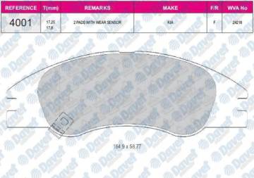 FREN BALATASI ON WVA 24218  KIA CERATO II 1.6 1.8 16V 2.0 2.0CRDI  04->