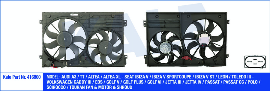 CIFT FAN MOTORU+DAVLUMBAZ KOMPLE (300 / 200W 360 / 295MM) A3 TT ALTEA ALTEA XL SEAT IBIZA V IBIZA V ST LEON TOLEDO III CADDY III EOS GOLF V GOLF PLUS GOLF VI JETTA III JETTA IV PASSAT / CC POLO SCIROCCO