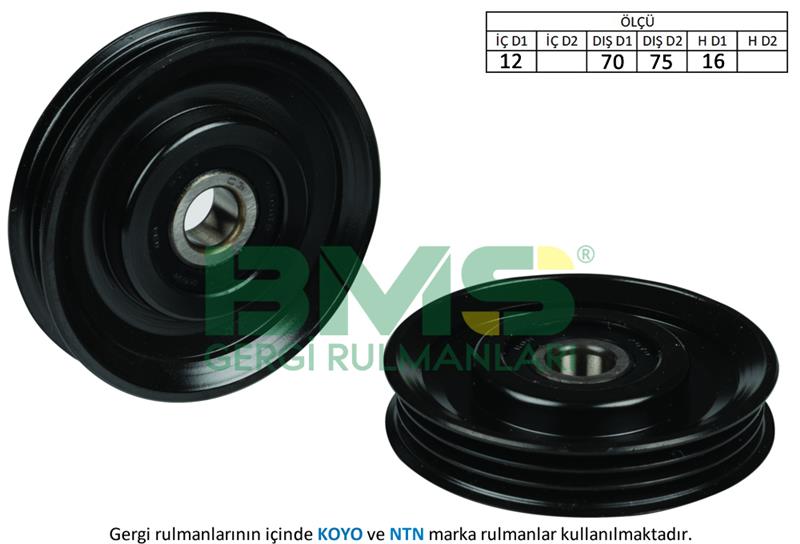 ALTERNATOR GERGI RULMANI 12×70 / 75×16 3 PK DEMIR (IRON) NISSAN MICRA III NOTE