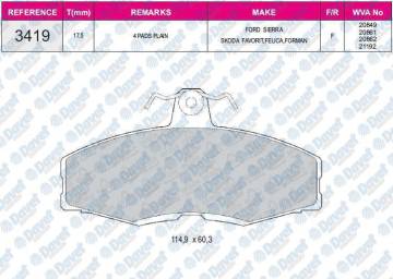 FREN BALATASI ON WVA 20861 SKODA FAVORIT FELICIA FORMEN PICKUP 1.9D 89->