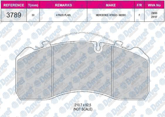 FREN BALATASI ARKA 4 KALIPER YAYLI MERCEDES ATEGO IVECO EURO CARGO 220 OTOCAR DORUK