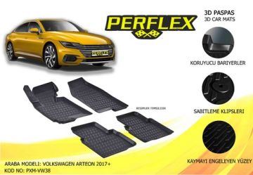PERFLEX 3D X-MAT HAVUZLU PASPAS ÇEŞİTLERİ SİYAH VOLKSWAGEN ARTEON 2017+ 3D X-MAT 5 PCS
