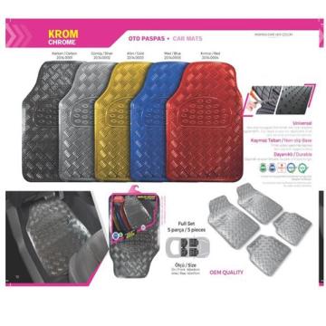 Paspas Üniversal Krom - Karbon - (5 Parça) (Krom Serisi Paspas)