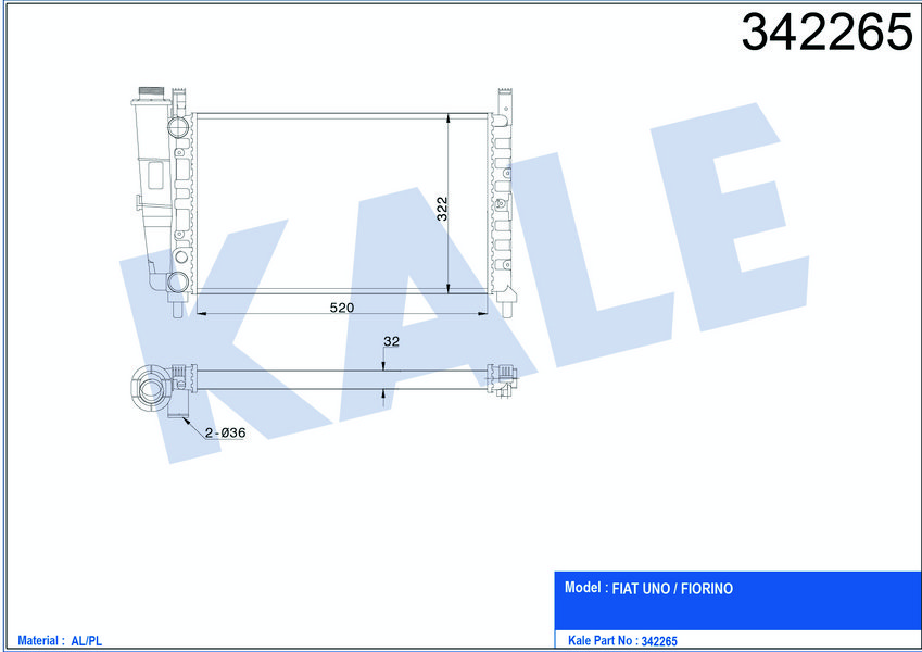 MOTOR RADYATORU UNO 70 1,4 (520×322×34)