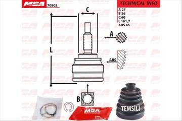 AKS KAFA DIS-(ABSLI)-(HYUNDAI: I30 08>11 ''1.6 CRDI''/KIA: CEED 06>11 ''1.6 CRDI''  )   (27×26×60xABS-46)