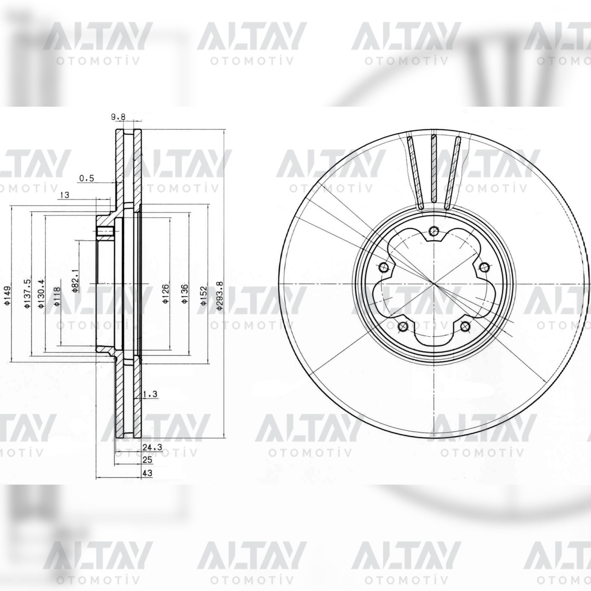 FREN DİSKİ TRANSIT 00-06 / V184 ARKADAN İTİŞLİ ÖN HAVALI 294-5 (SET)