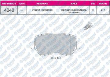 FREN BALATASI ARKA WVA 23417 OPEL ASTRA H 1.4 1.6 04=> HYUNDAI IX20 1.4 16V 1.4CRDI 16V 1.6 16V 2010=>