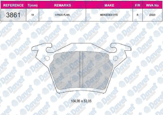 FREN BALATASI ARKA V-CLASS 638/2 96>03 VITO 638 96>03