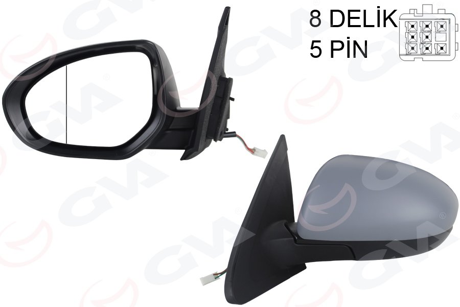 DIŞ DİKİZ AYNASI SOL MAZDA 3 10> ELEKTRİKLİ+ISITMALI+ASTARLI+ASFERİK 5 FİŞ VM-336EHPAL