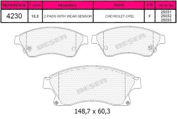 Ön Balata (15 Inc) Astra J 1.3 Cdtı-1.4-1.4 Turbo-1.6 1.7 Cdti 2.0Cdti 10>Aveo 11>Cruze 11>