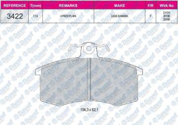 FREN BALATASI ON WVA 21170 LADA SAMARA 1.1 1.3 1.5
